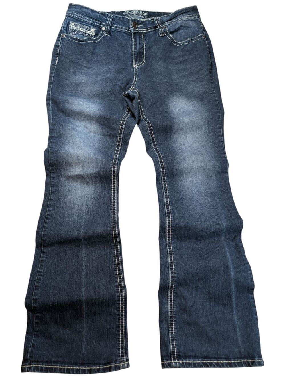 Love Indigo Premium Women's Size 12 Blue Denim Jeans Bootcut Grunge Y2K